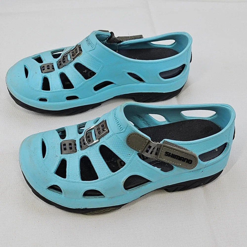 Shimano Evair Marine Shoes Light‎ Blue Fishing Boating Sandals Mens 5 Womens 7